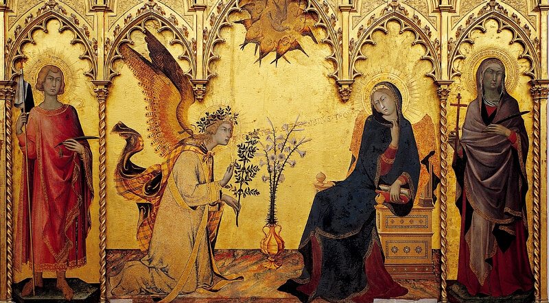 The Annunciation, part of an altarpiece by Simone Martini