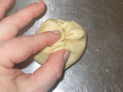 Pinching together the honey bunny dough