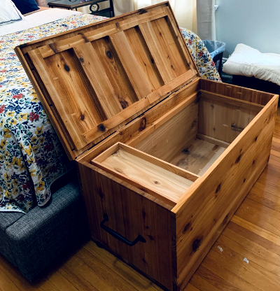 cedar chest with a small tray that sits above the main storage